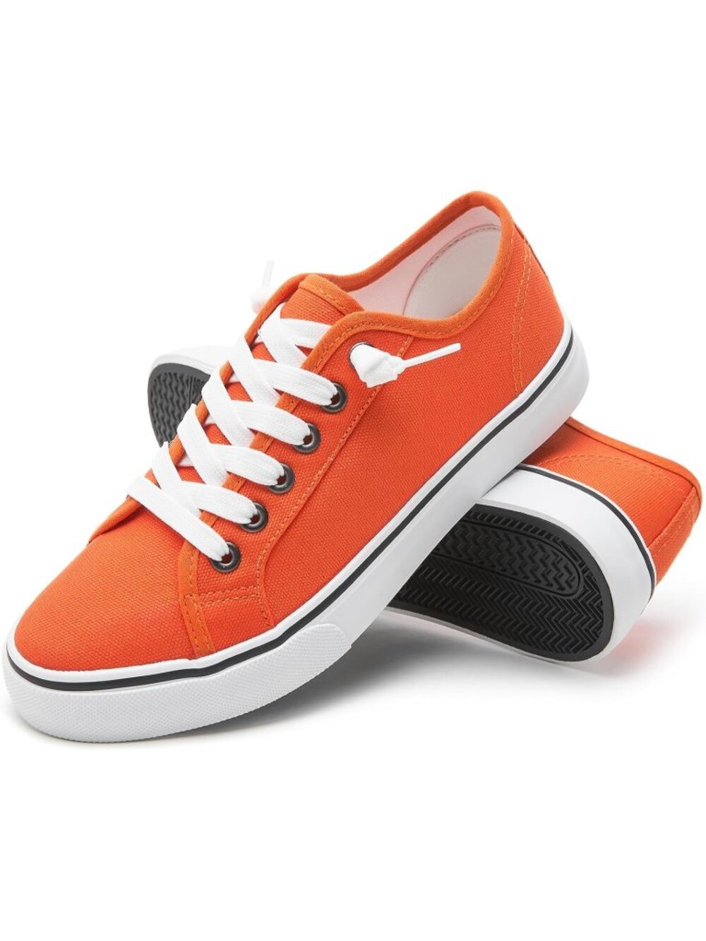 Women's Orange Fashion Slip On Casual Shoes Lace Up Low Top Canvas Sneakers
